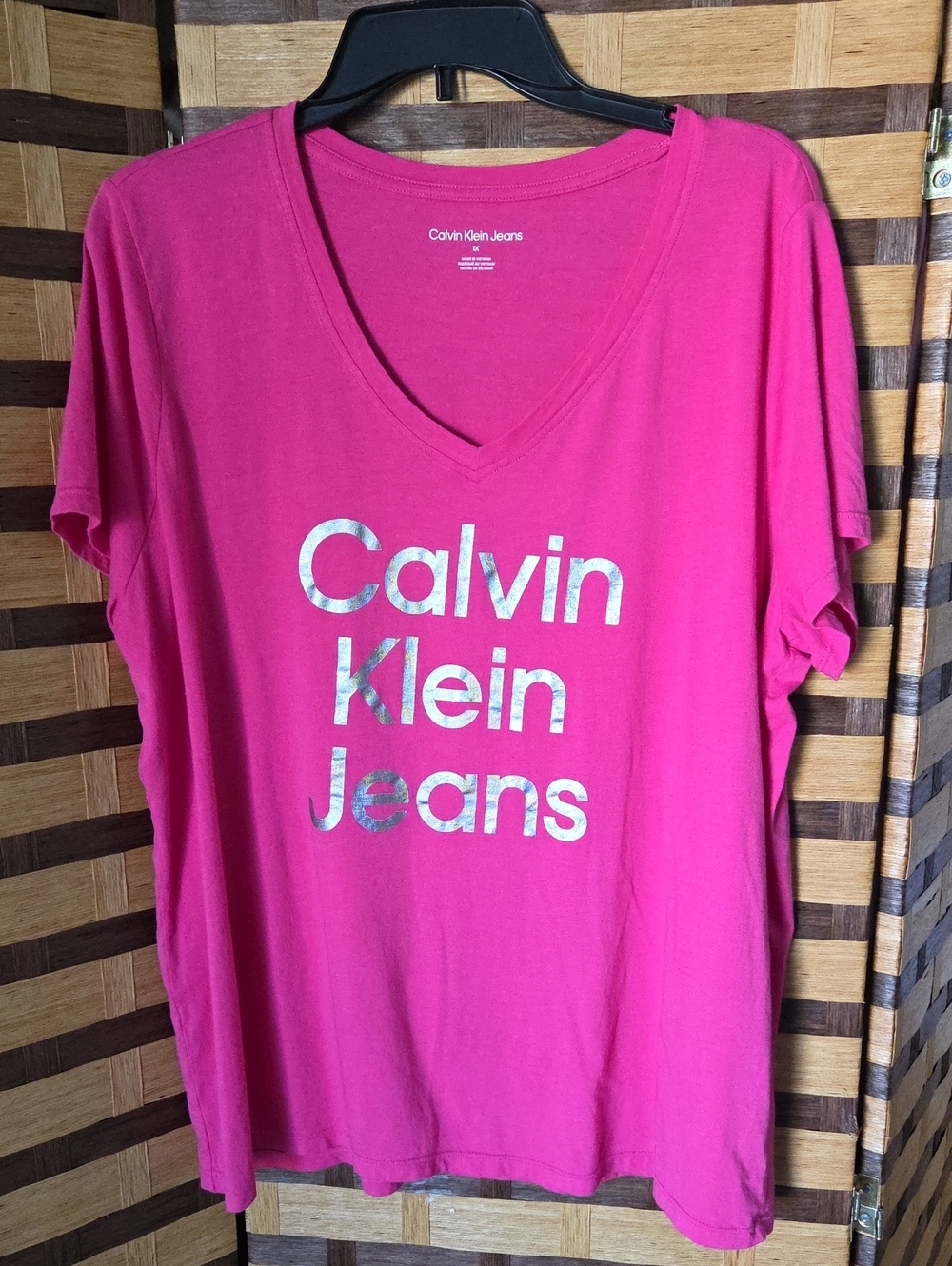 Calvin Klein Jeans Pink V-Neck Logo Tee
